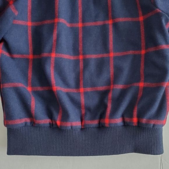 Old Navy Women's Plaid Wool-Blend Sherpa Lined Bomber Jacket, Navy/Red, M - Picture 7 of 12